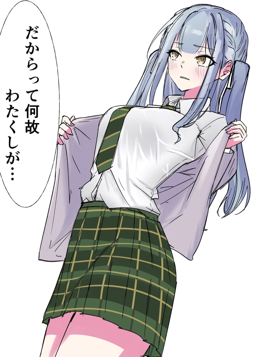BanG Dream!、Bang Dream! It's MyGO!!!!!、丰川祥子 1名女孩 蓝发 脸红 乳房 有领衬衫