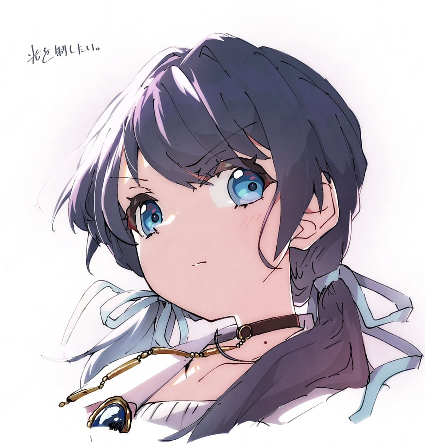 Dream Believers、Love Live!、Love Live! 莲之空女学院学园偶像部 1名女孩 蓝眼 蓝色丝带 脸红 闭嘴