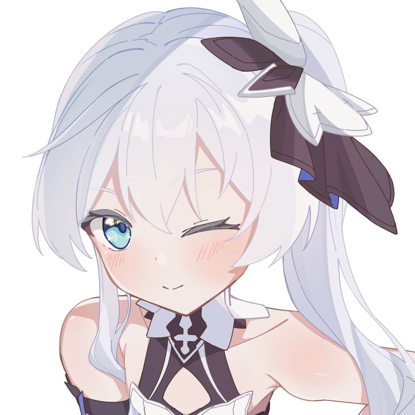 崩坏系列、崩坏3、德丽莎·阿波卡利斯 1名女孩 ;) 露肩 蓝眼 脸红