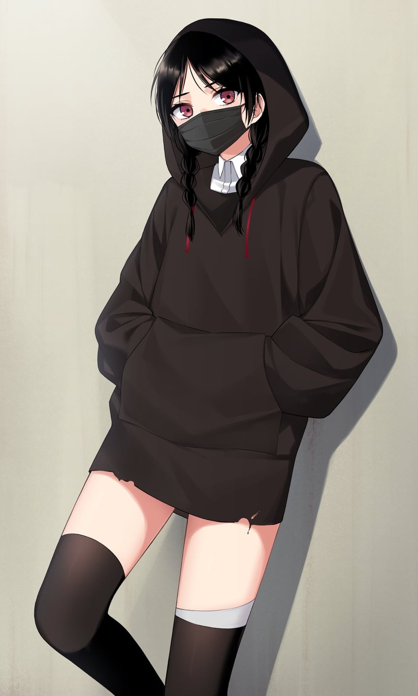 Fate/Grand Order、Fate系列、无名暗杀者 (Fate) 1名女孩 黑发 黑色过膝袜 乳房 插兜