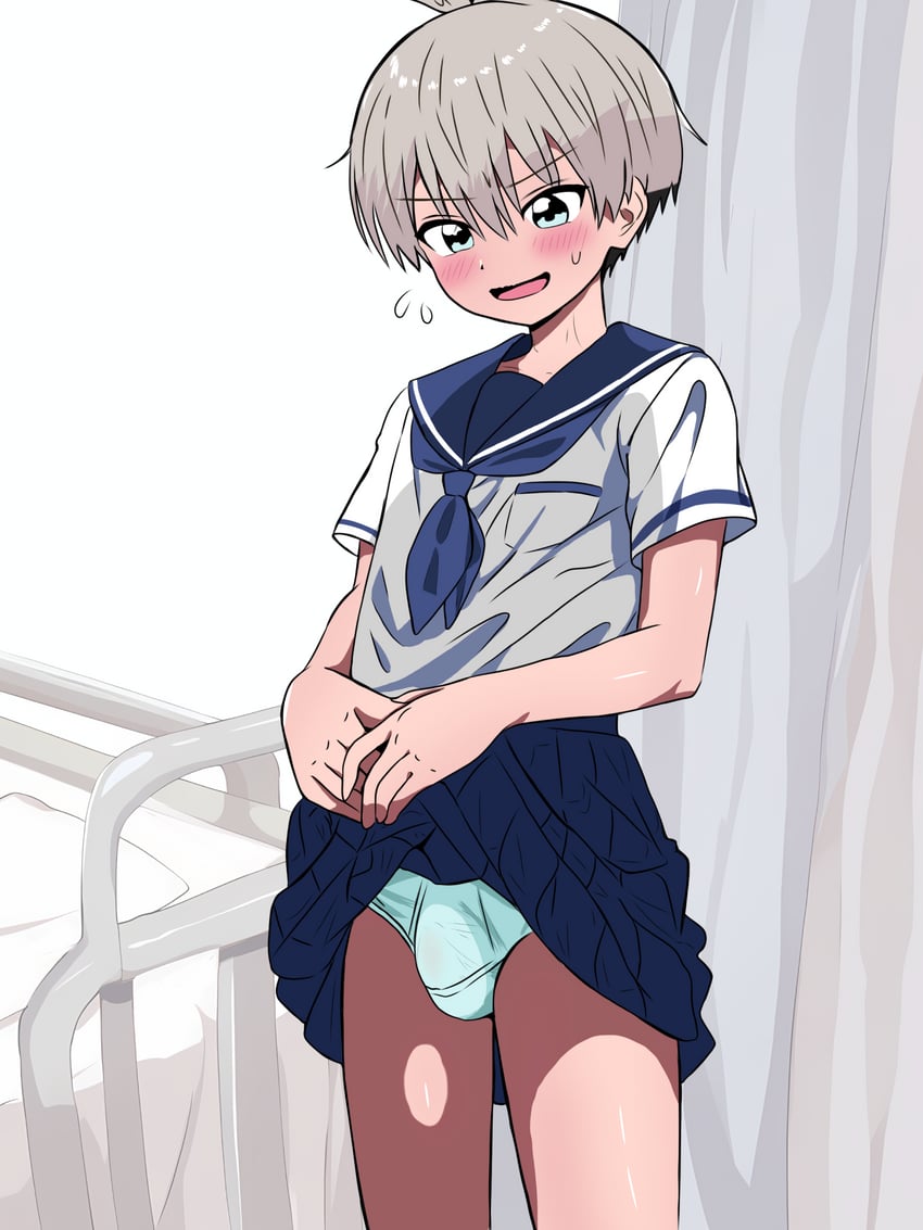 宇崎学妹想要玩！、uzaki kiri 1名男孩 脸红 凸起 掀起衣服 伪娘/变装