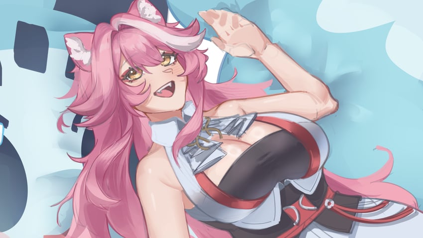 Hololive、Hololive英语、Chattino 1名女孩 :D 兽耳 阿斯科特领巾 裸臂