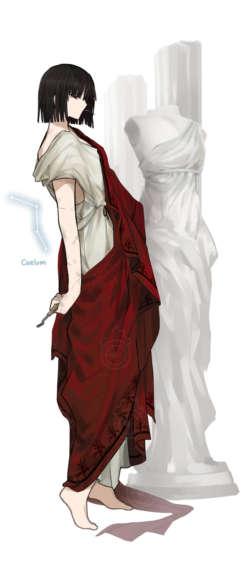 边狱公司、Project Moon、良秀(月亮计划) 1名女孩 古希腊服饰 赤脚 黑发 caelum (constellation)