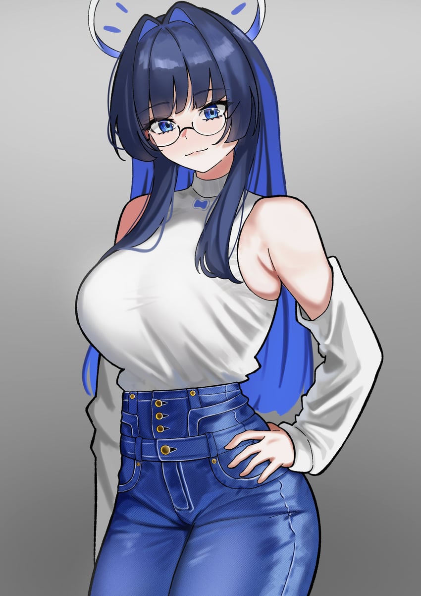 Hololive、Hololive英语、议会 (Kronii) 1名女孩 发型长度变动 (更长) 腋窝褶皱 黑发 蓝眼