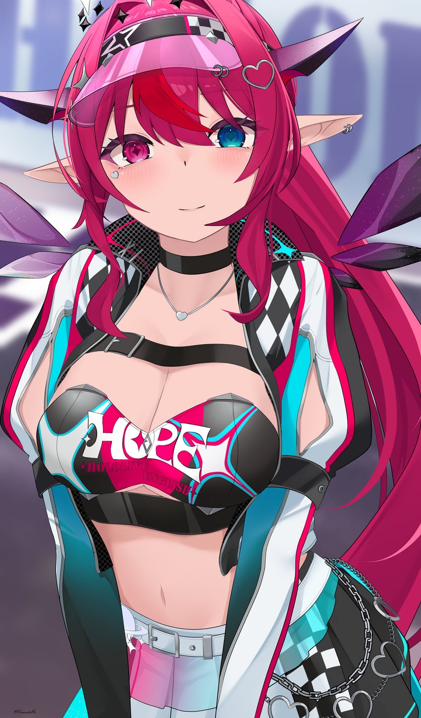 Hololive、Hololive英语、IRyS (Hololive) 1名女孩 腰带 黑色项圈 蓝眼 乳房