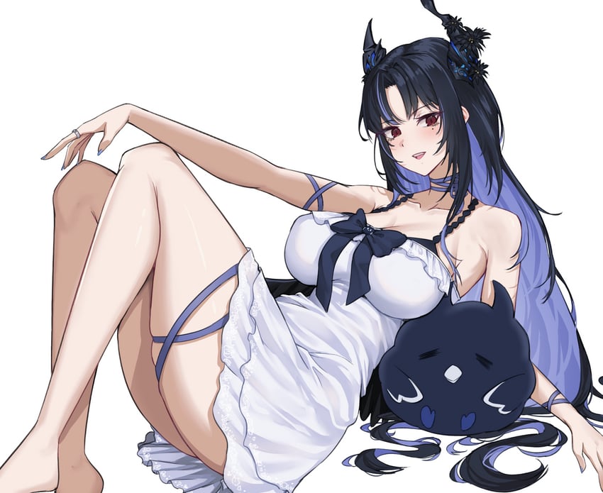 Hololive、Hololive英语、囚鸟 (Nerissa Ravencroft) 1名女孩 :D 不对称角 赤脚 黑发