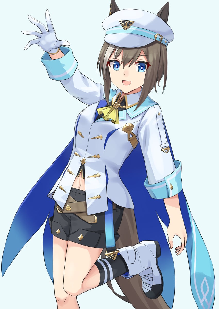 赛马娘、华丽巨轮 (Grand Itinéraire) (赛马娘)、骏天宫 (赛马娘) 1名女孩 兽耳 阿斯科特领巾 黑色短裤 黑袜