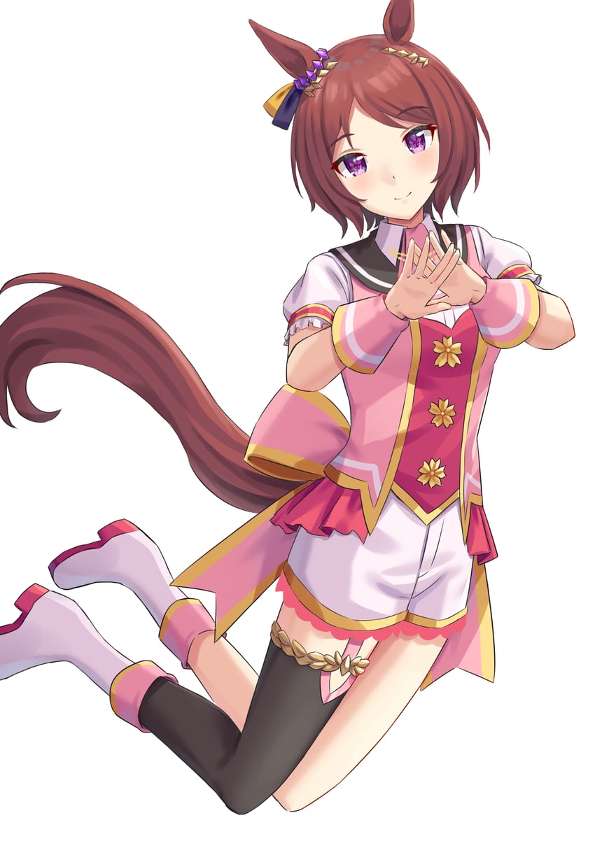 赛马娘、樱花桂冠 (Saisir le rêve) (赛马娘)、樱花桂冠 (赛马娘) 1名女孩 兽耳 阿斯科特领巾 脸红 靴子