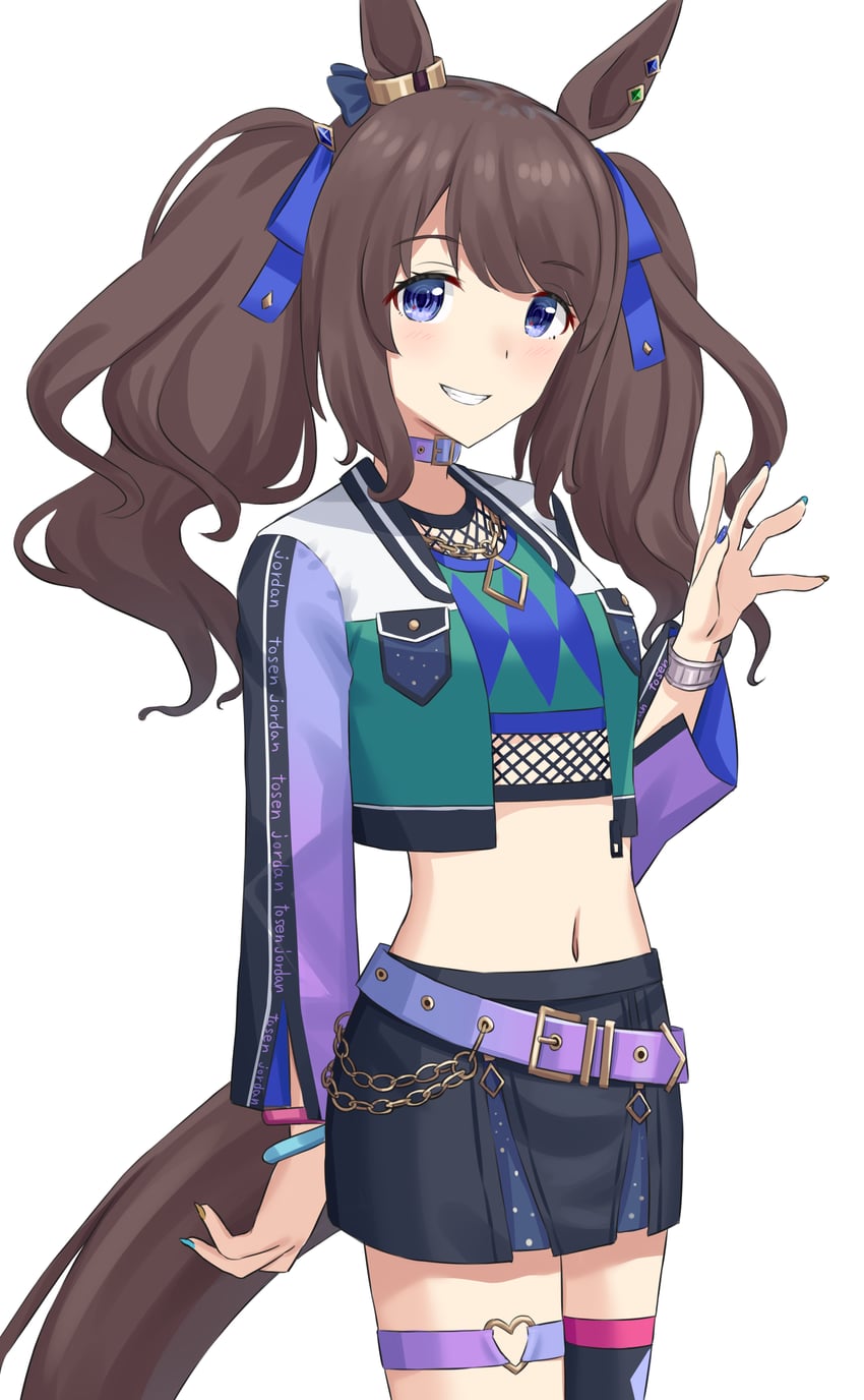赛马娘、东商变革 (诙谐氛围) (赛马娘)、东瀛佐敦 (赛马娘) 1名女孩 兽耳 菱格纹衣服 菱格纹衬衫 抹胸