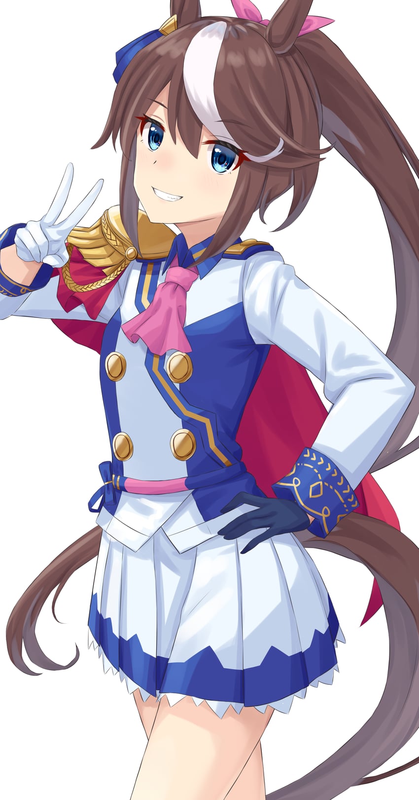 赛马娘、东海帝皇 (巅峰喜悦) (赛马娘)、东海帝王 (赛马娘) 1名女孩 兽耳 阿斯科特领巾 不对称手套 黑色手套