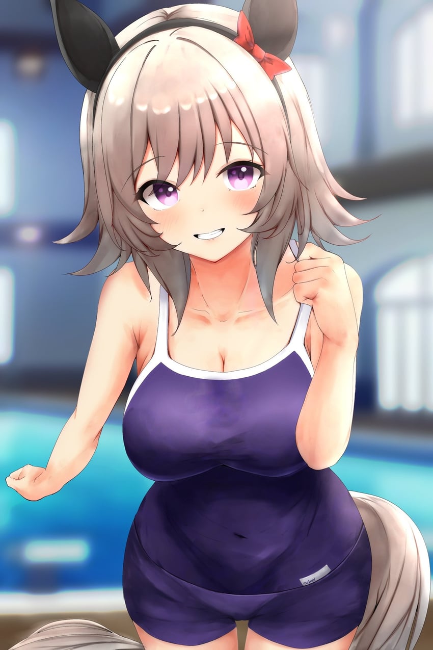 赛马娘、真机伶 (赛马娘) 1名女孩 兽耳 裸臂 露肩 黑色发带