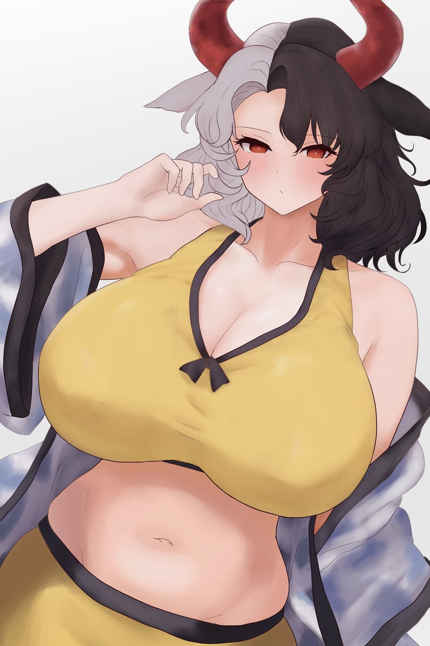 东方Project、牛崎润美 1名女孩 兽耳 脸红 乳房 乳沟