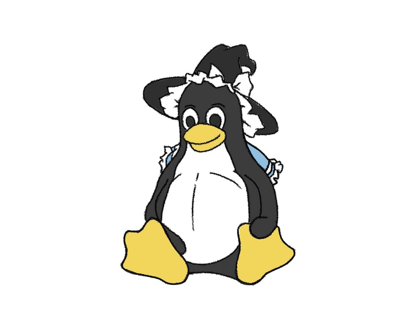 Linux、东方Project、雾雨魔理沙 动物 动物焦点 鸟 黑帽子 蝴蝶结