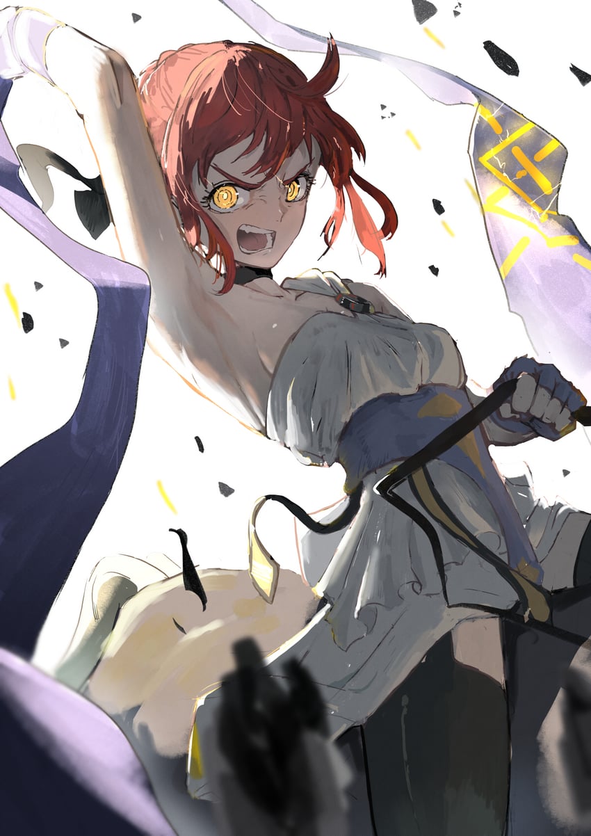 Fate/strange Fake、Fate系列、希波吕忒 (命运) 1名女孩 古希腊服饰 举手 腋下 发光