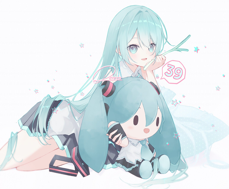 VOCALOID、初音未来 1名女孩 39 水色瞳 水色发 角色人偶