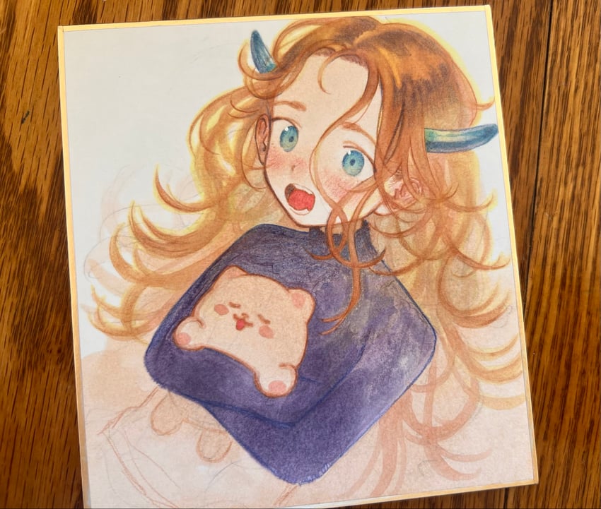 原创、暴走子 (Haguhagu) 1名女孩 画师本人 金发 蓝眼 脸红