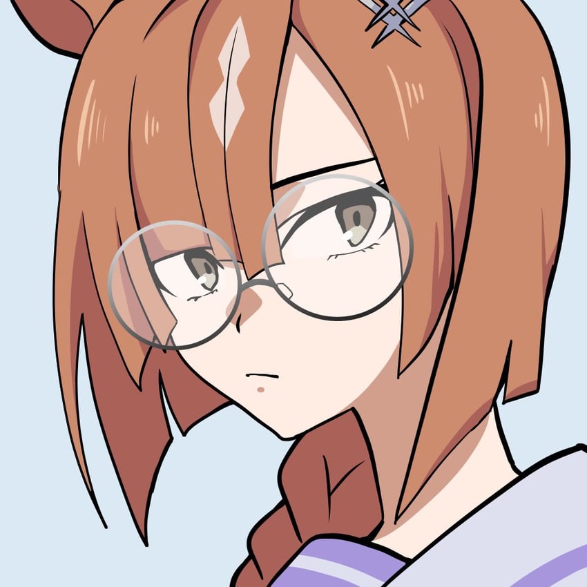 赛马娘、生野狄杜斯 (赛马娘) 1名女孩 兽耳 蓝色背景 辫子 棕发
