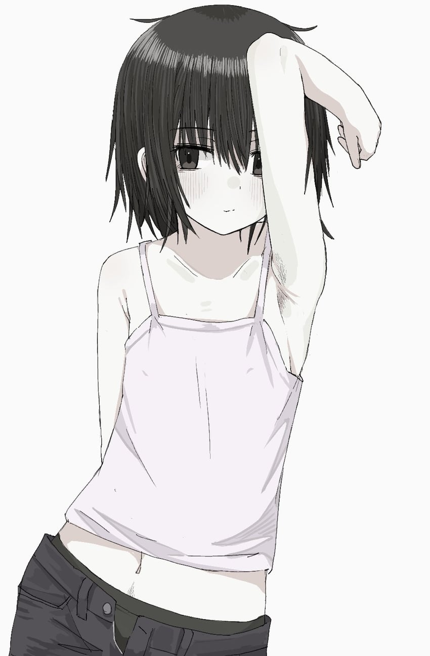 原创 1名女孩 手放在背后 举手 腋毛 腋下