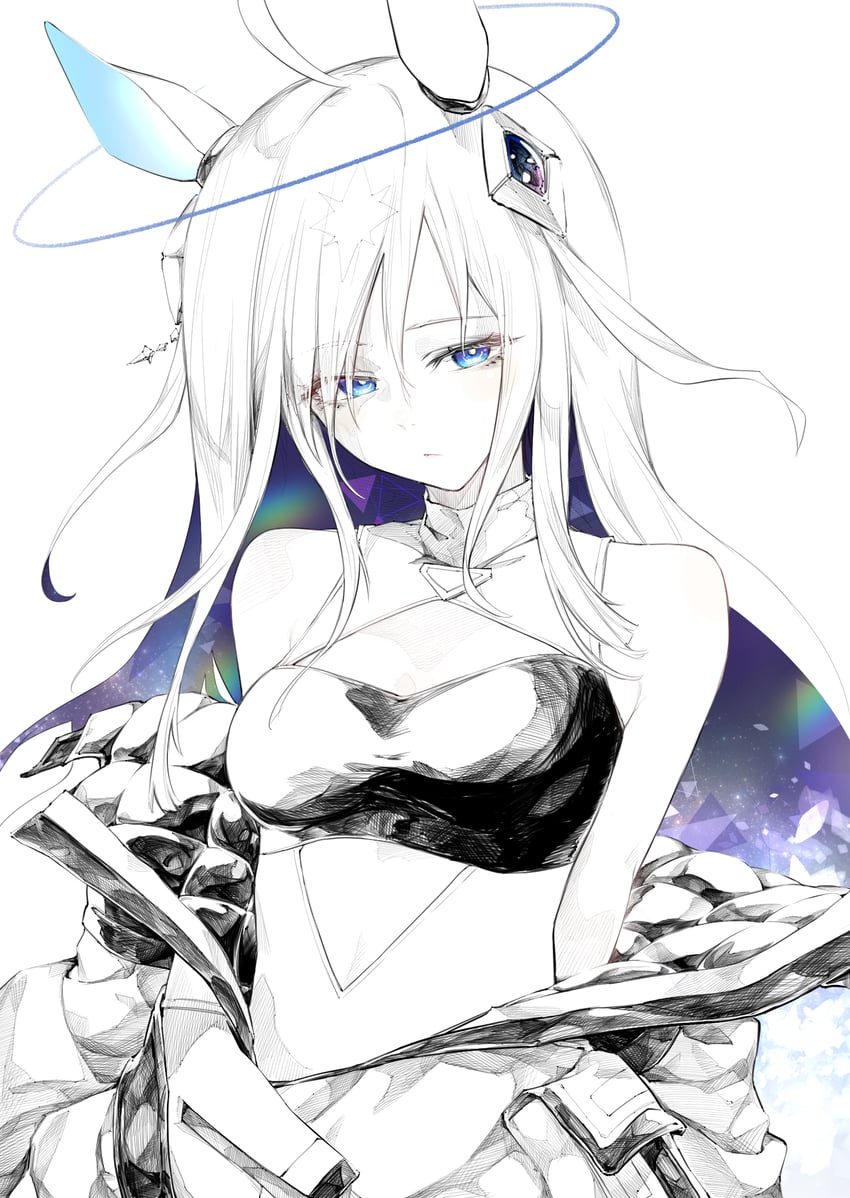 赛马娘、新宇宙 (赛马娘)、新宇宙 (Universe-naut) (赛马娘) 1名女孩 呆毛 兽耳 双手背在身后 露肩