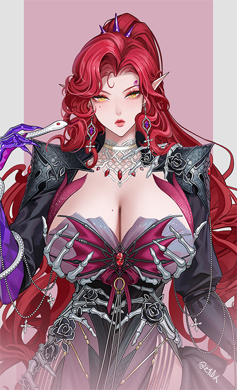 原创 1名女孩 黑花 黑色袖子 乳房 乳沟