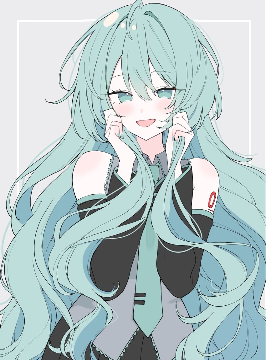 VOCALOID、初音未来 1名女孩 :D 呆毛 水色瞳 水色发