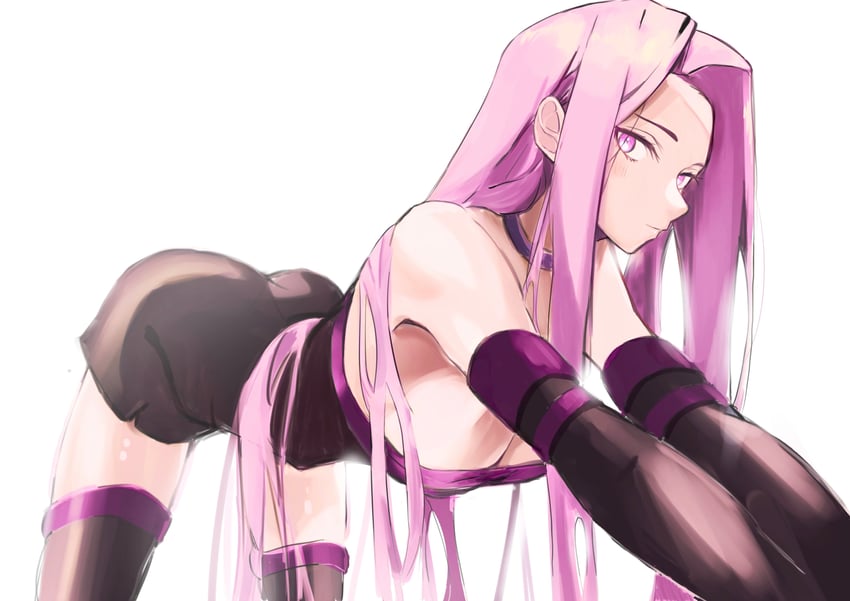 Fate/stay night、Fate系列、美杜莎 (Fate) 1名女孩 四肢着地 屁股 黑色连衣裙 黑色手套