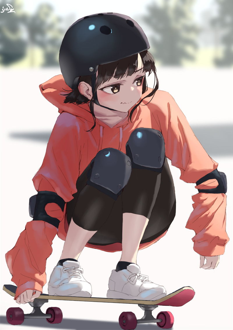 原创、美咲 (jonsun) 1名女孩 黑色头盔 模糊 模糊背景 闭嘴
