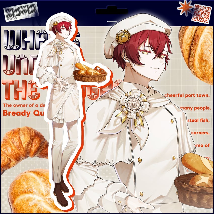 克苏鲁的召唤、原创、what's under the dough 1名男孩 围裙 奖状丝带 法棍 条形码