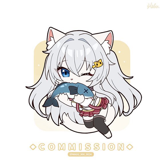 原创、lucifer (white cat) 兽耳毛 兽耳 动物鼻子 黑色过膝袜 蓝眼