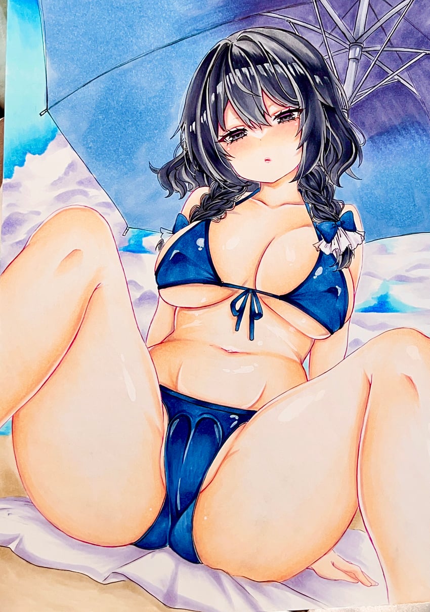 东方Project、十六夜咲夜 1名女孩 替换服装 异色瞳 异色发 沙滩伞