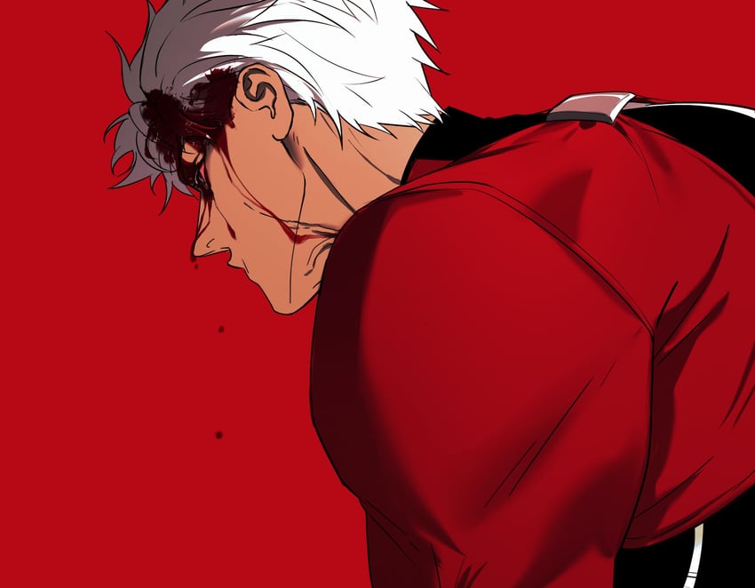 Fate/stay night、Fate系列、Archer (Fate) 1名男孩 血 额头流血 脸上带血 有色巩膜