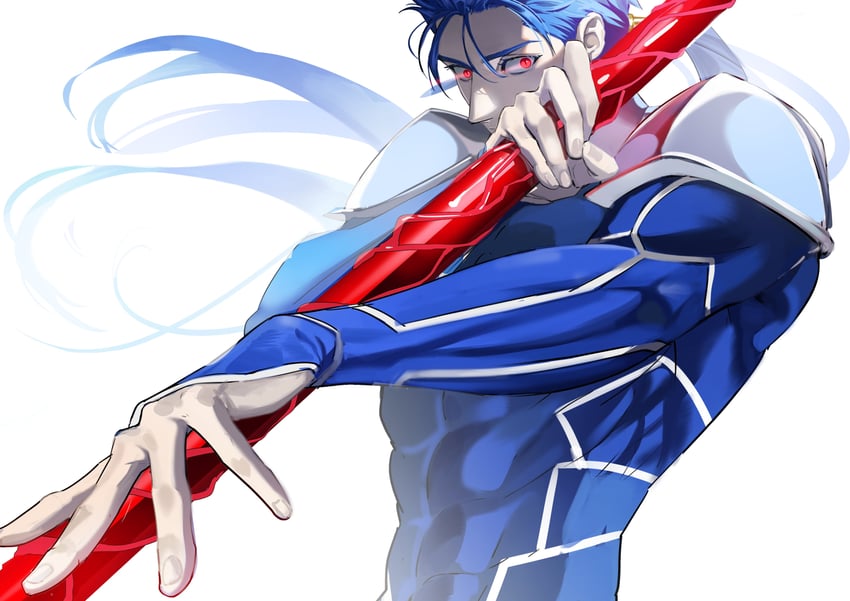 Fate/stay night、Fate系列、库·丘林 (Fate) 1名男孩 铠甲 蓝发 紧身连体衣 手持