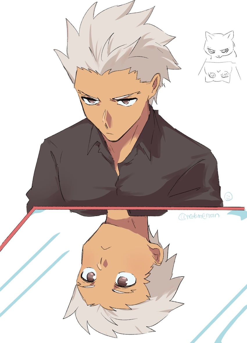 Fate/stay night、Fate系列、Archer (便装) (Fate) 1名男孩 :< 棕眼睛 深色皮肤男性 黑肉