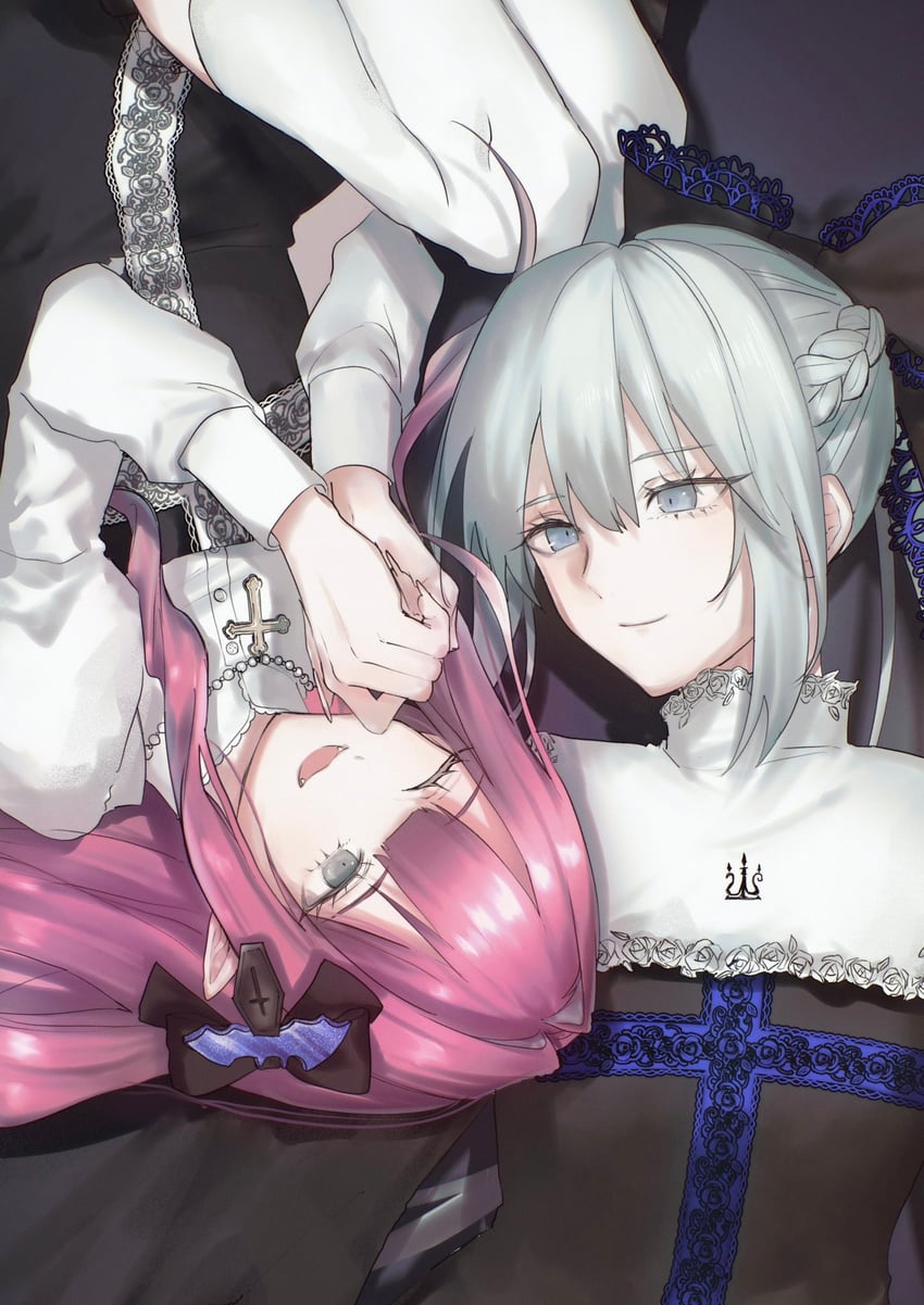 Fate/Grand Order、Fate系列、芭万·希 (Fate) 2名女孩 蓝眼 蝴蝶结 辫子 乳房