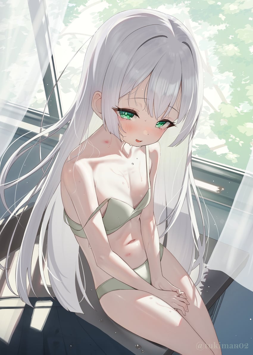 原创 1名女孩 作者名 脸红 胸罩 乳房