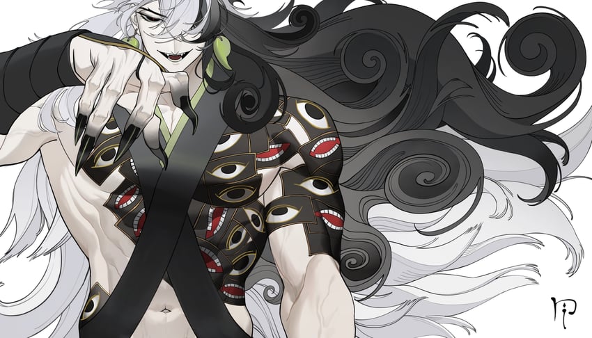 Fate/Grand Order、Fate系列、芦屋道满 (Fate) 1名男孩 不对称发型 黑瞳 黑发 黑色指甲
