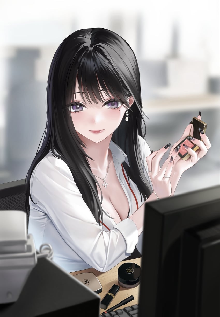 原创、黑泽纱英美 (ABAB夏夏) 1名女孩 黑发 黑色指甲 脸红 乳房