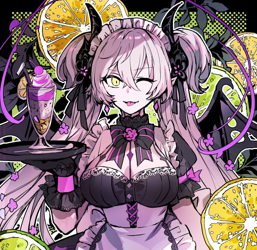 Fate/Grand Order、Fate系列、莉莉丝 (Fate) 1名女孩 围裙 黑色连衣裙 黑色手套 身体纹路