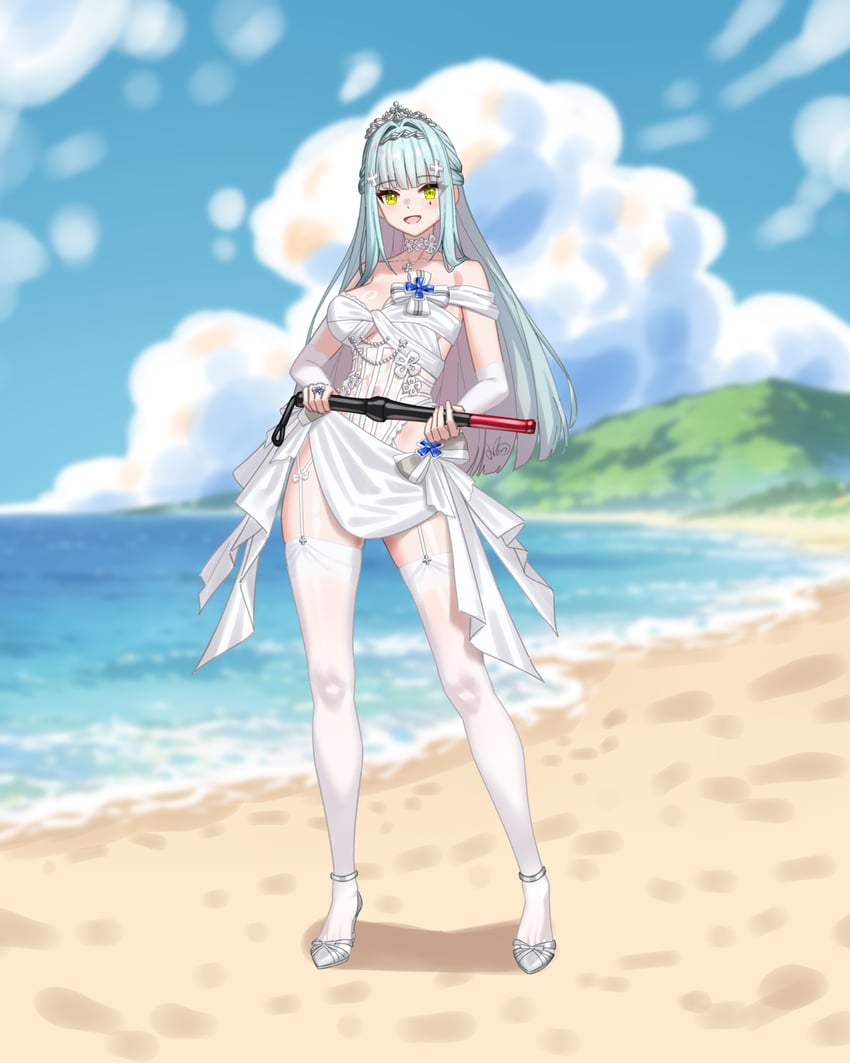 少女前线、少女前线2：追放、HK416 (少女前线) 1名女孩 :D 露肩 警棍/短棍 海滩