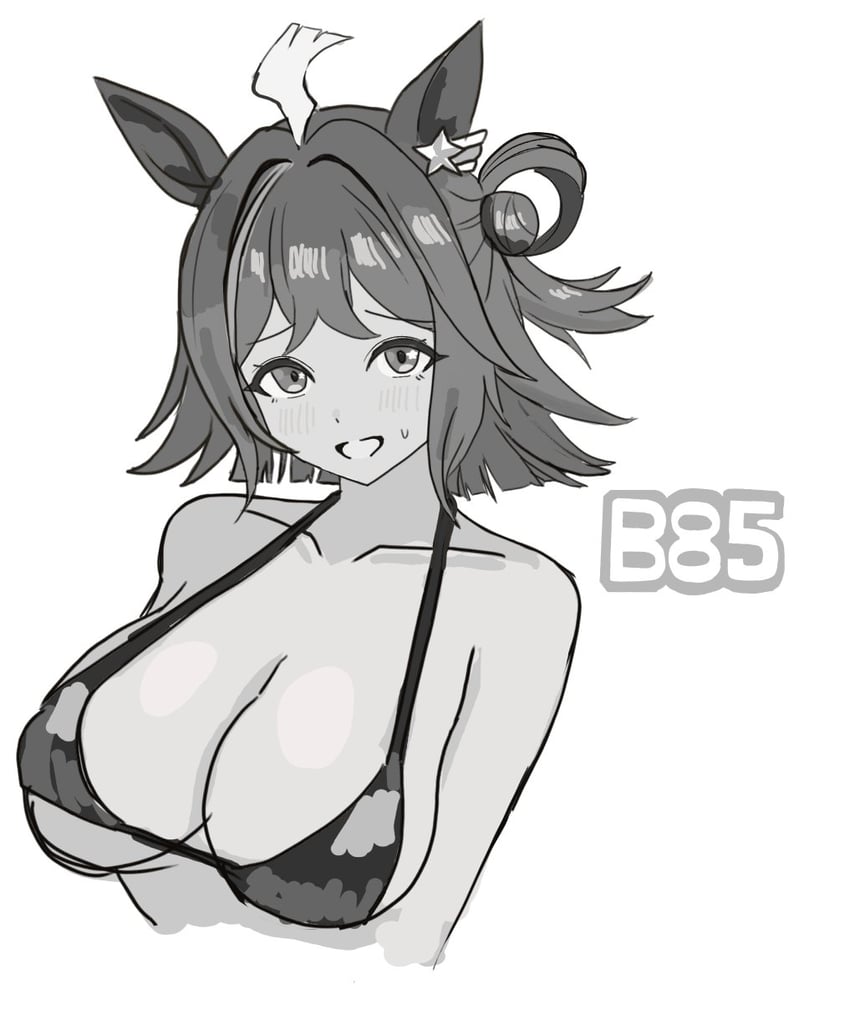 赛马娘、莱茵力量 (赛马娘) 1名女孩 呆毛 兽耳 比基尼 脸红