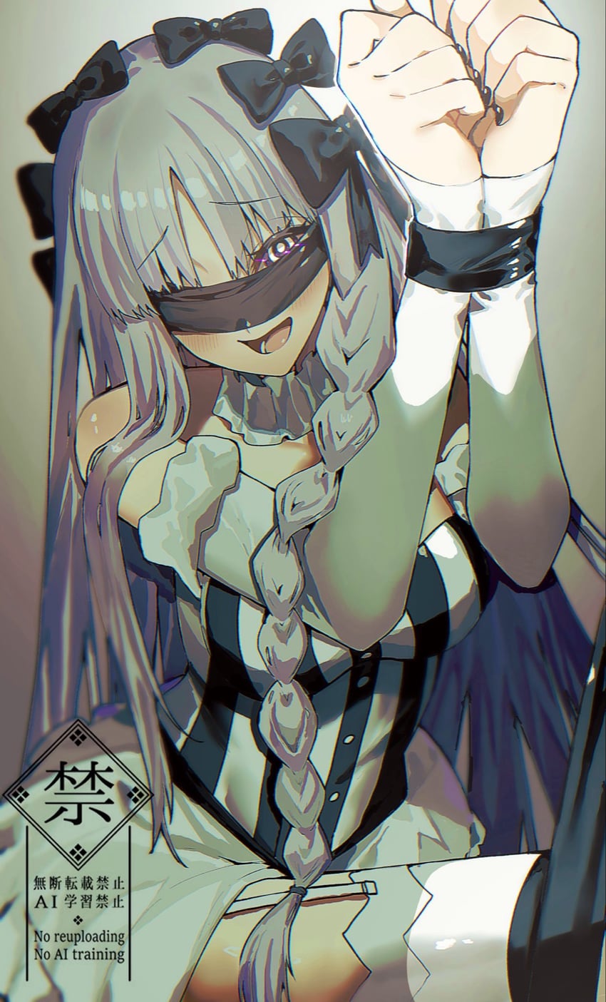 Fate/strange Fake、Fate系列、弗兰切斯卡·普雷拉蒂 (Fate) 1名女孩 露肩 黑色蝴蝶结 黑瞳 蒙眼