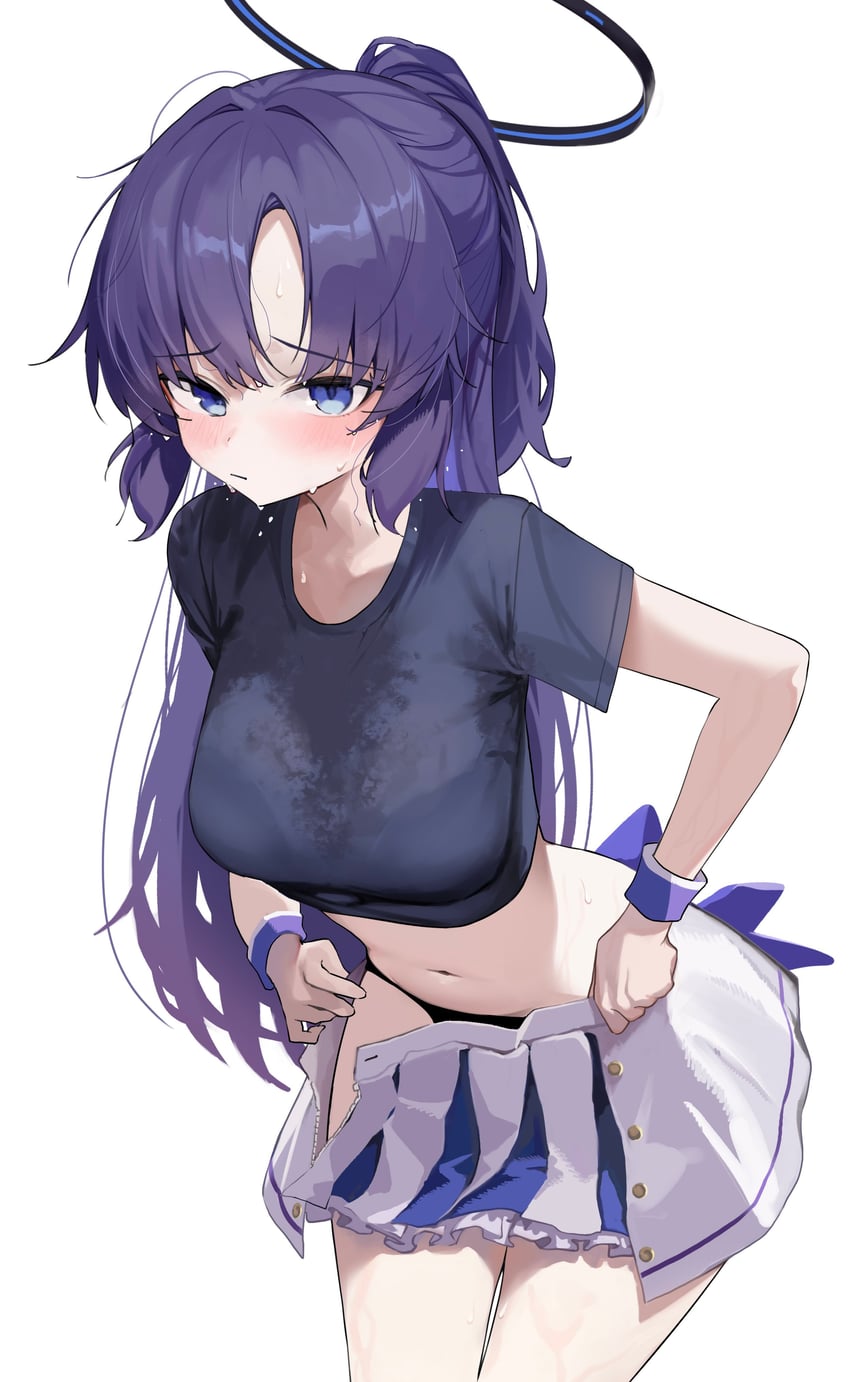 蔚蓝档案、早濑优香、优香 (体操服) (碧蓝档案) 1名女孩 黑色光环 黑色内裤 内衣痕 乳房