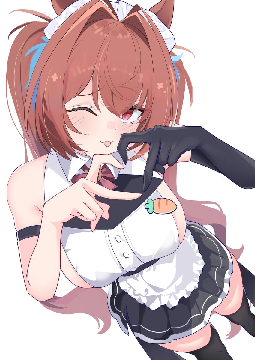 赛马娘、大和赤骥 (赛马娘) 1名女孩 :p 吐舌头 替换服装 兽耳