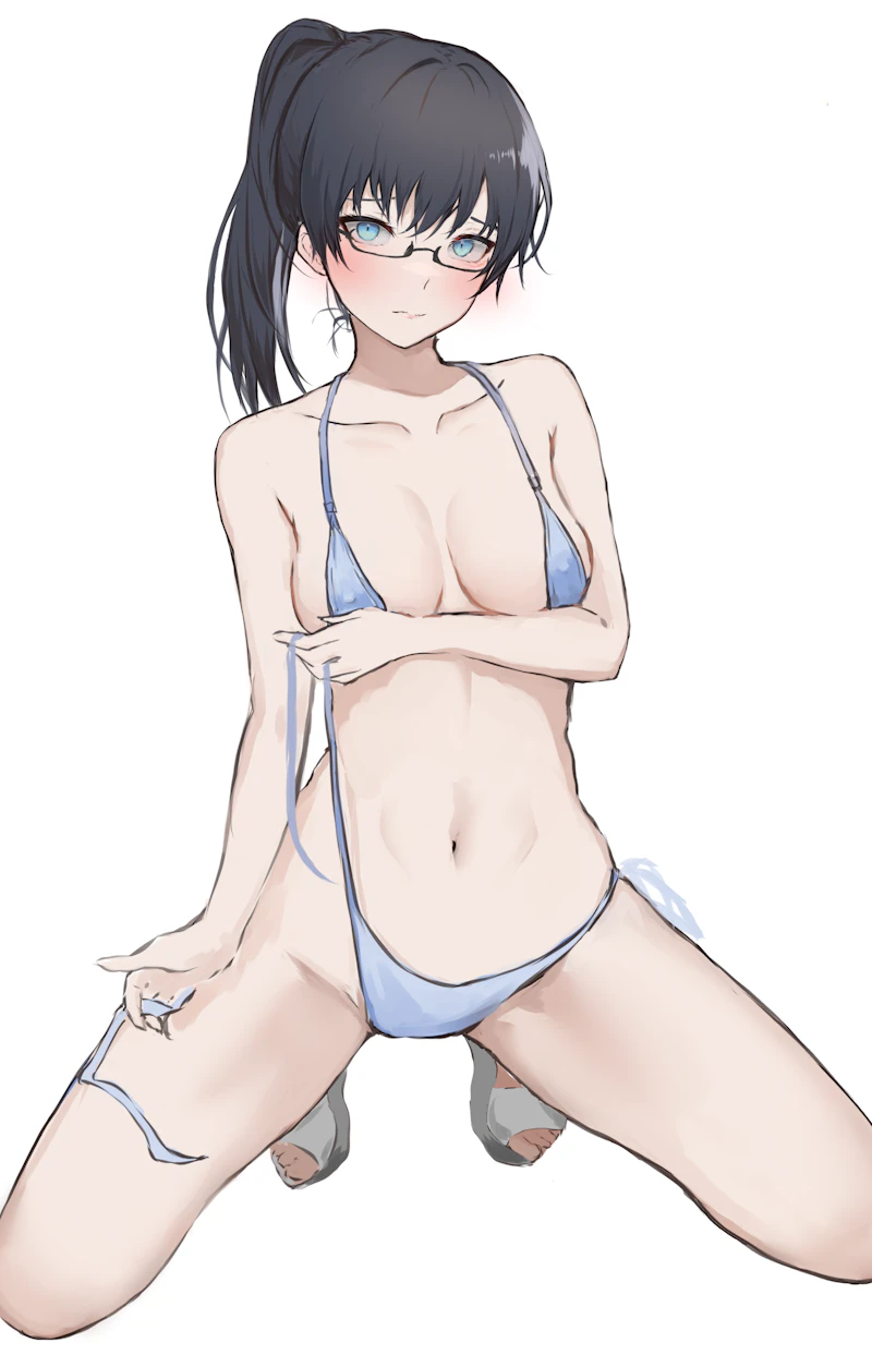 原创、eguchi futaba (samonji555) 1名女孩 比基尼 黑框眼镜 黑发 蓝眼