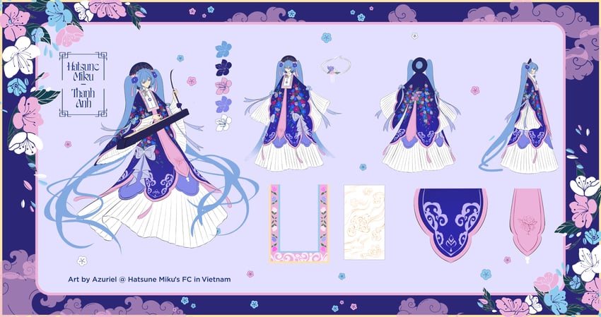 VOCALOID、初音未来、thanh anh miku 1名女孩 日平衣 蓝眼 蓝发 蝴蝶结
