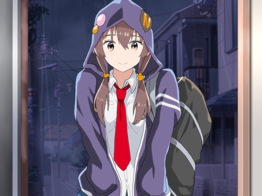 迷途猫 Overrun!、江里 (迷途猫 Overrun!) 1名女孩 赛璐珞上色 包 蓝裙子 脸红