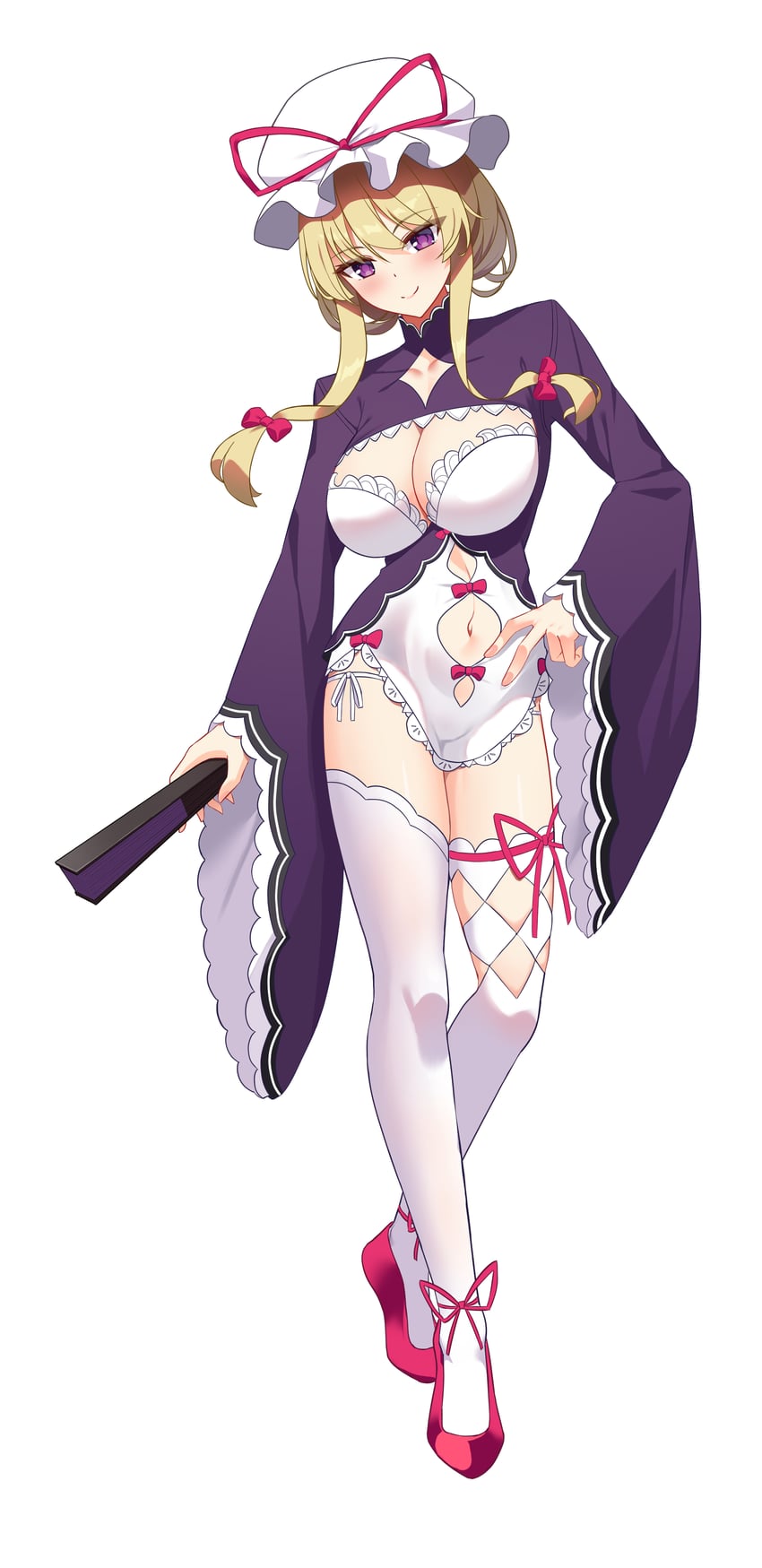东方Project、八云紫 1名女孩 替换服装 金发 乳房 乳沟