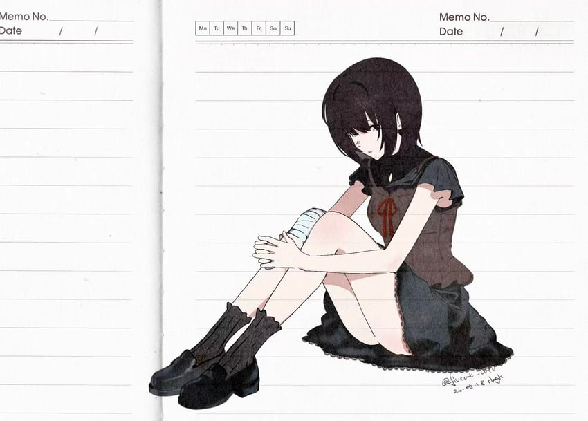 零、零·红蝶、天仓茧 1名女孩 缠着绷带的腿 绷带 黑瞳 黑发