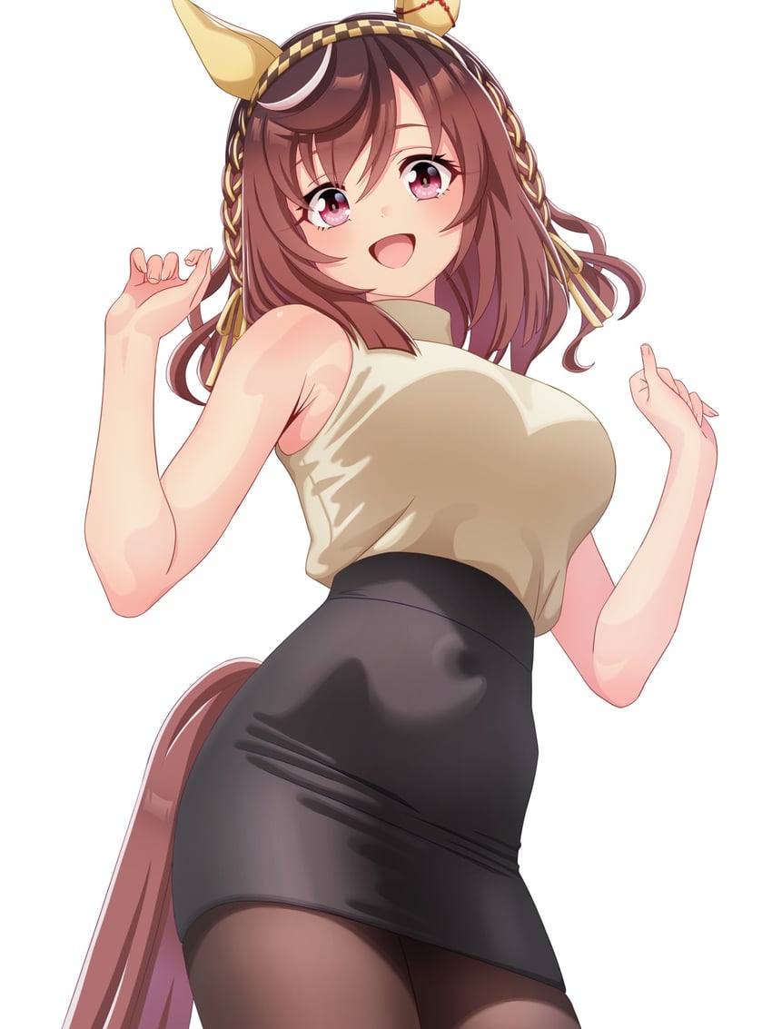 赛马娘、迷人景致 (赛马娘) 1名女孩 兽耳 腋窝褶皱 裸臂 黑色连裤袜
