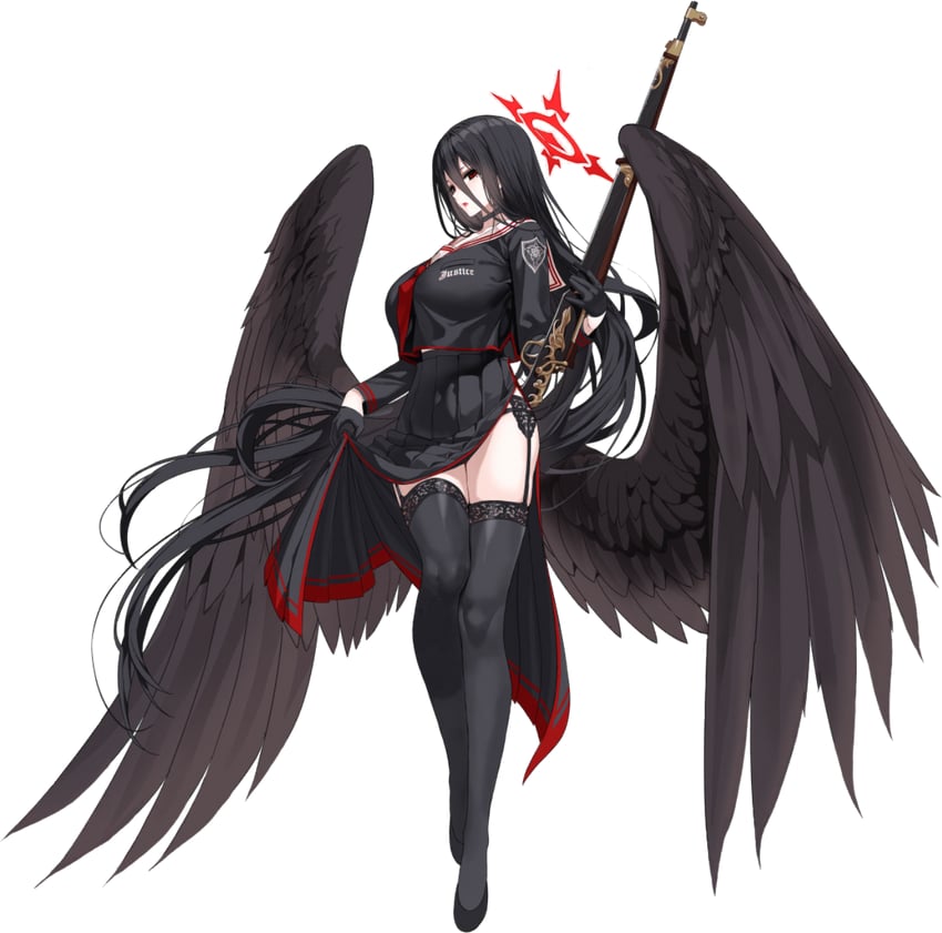 蔚蓝档案、莲实 (蔚蓝档案) 1名女孩 黑色项圈 黑色手套 黑发 黑色内裤